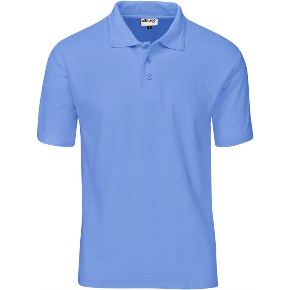 Mens Basic Pique Golf Shirt Light Blue Front
